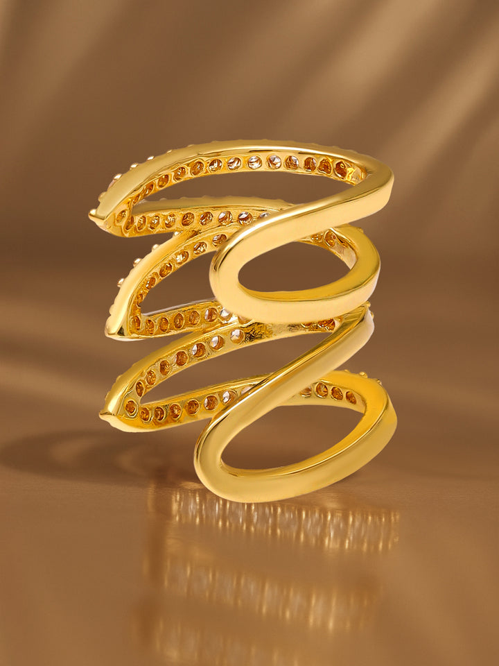 Golden Spiral CZ Shine Ear Cuff