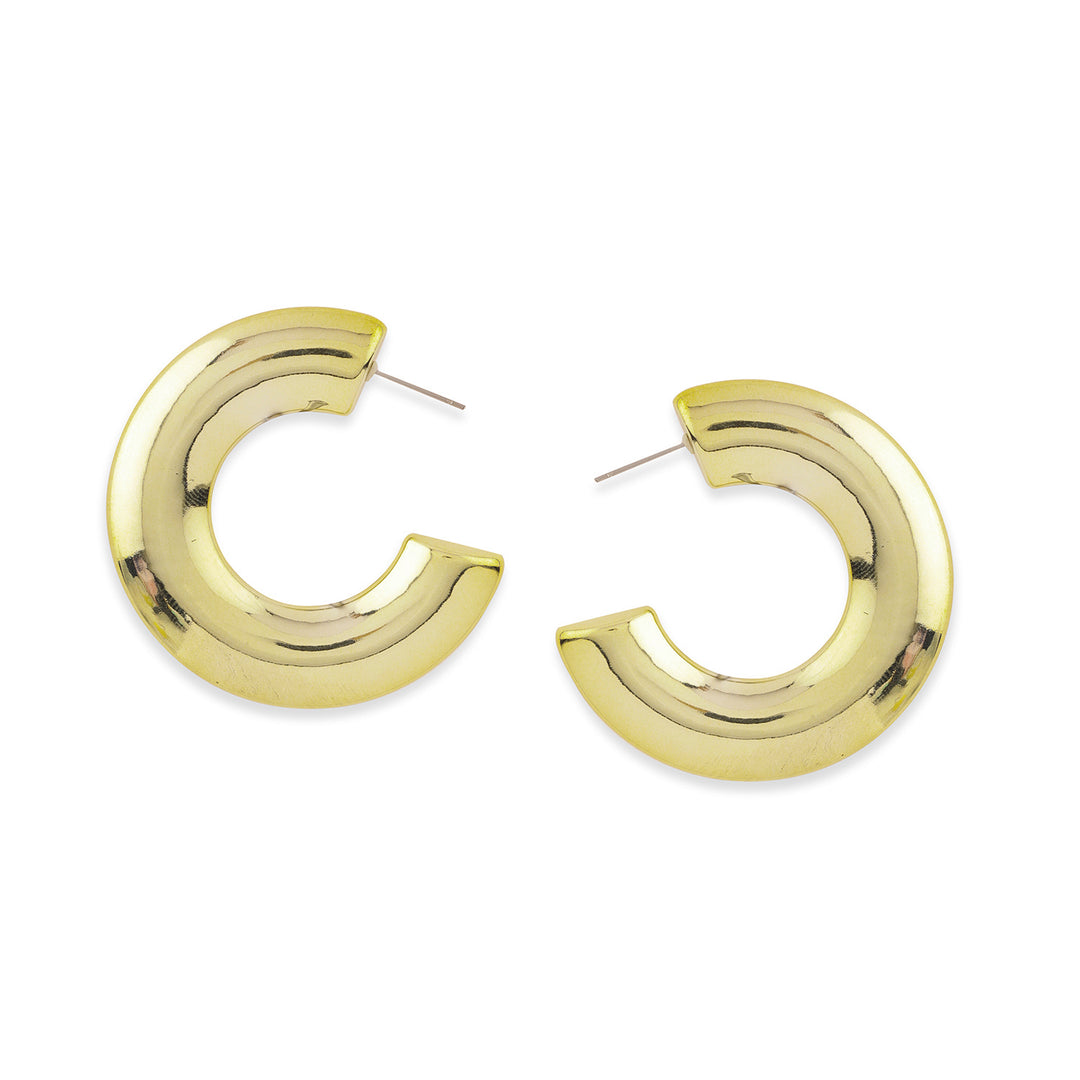 Rubans Voguish Gold-Plated Half Hoop Earrings