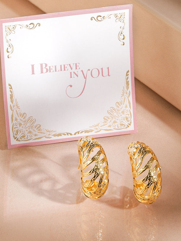 Golden Breeze Sculpted Hoop Earrings