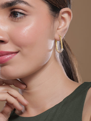 American Diamond Zirconia Geometric Hoop Earrings