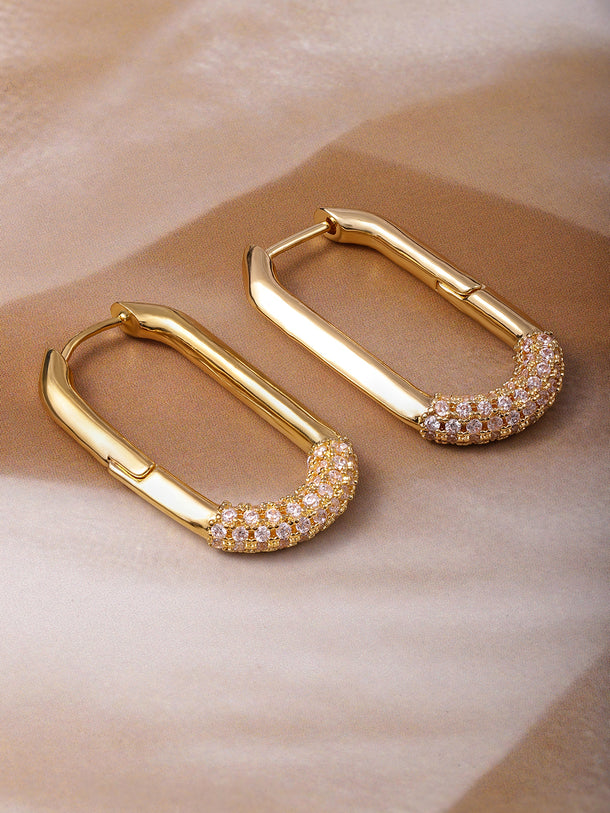 American Diamond Zirconia Geometric Hoop Earrings