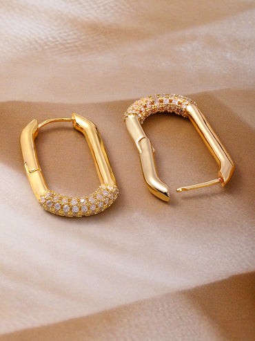American Diamond Zirconia Geometric Hoop Earrings