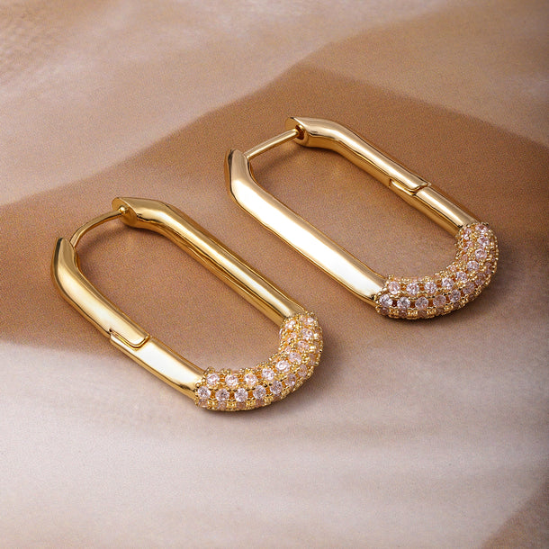 American Diamond Zirconia Geometric Hoop Earrings