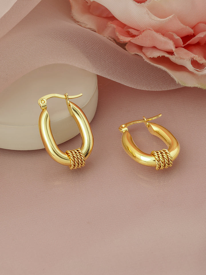 Rubans 18K Gold Plated Stainless Steel Tarnish-Free Waterproof Demi-Fine Hoop Earrings