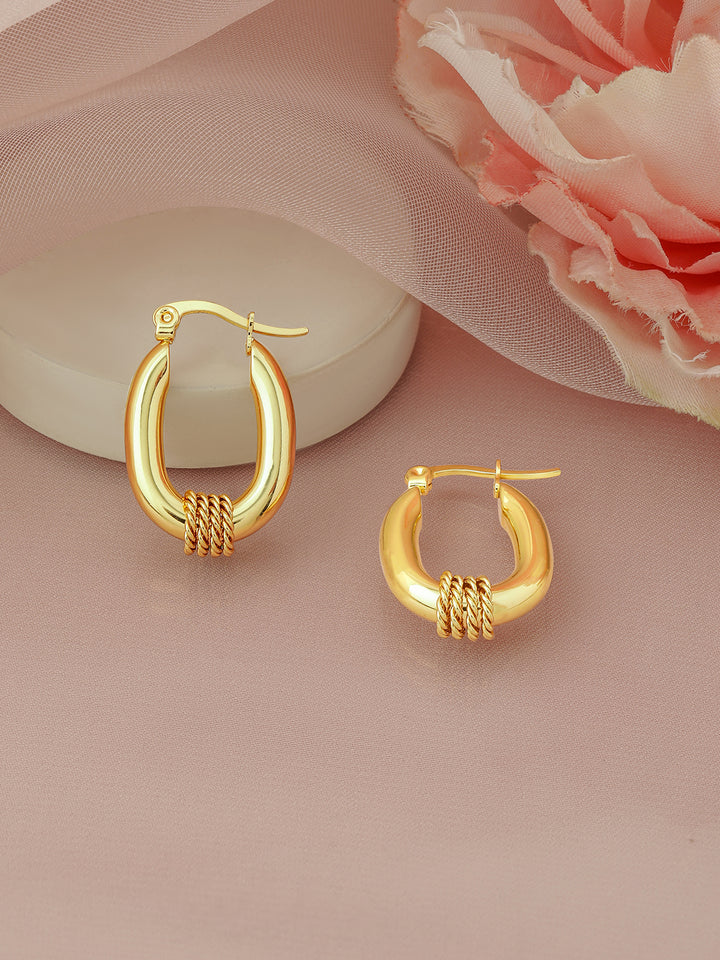 Rubans 18K Gold Plated Stainless Steel Tarnish-Free Waterproof Demi-Fine Hoop Earrings