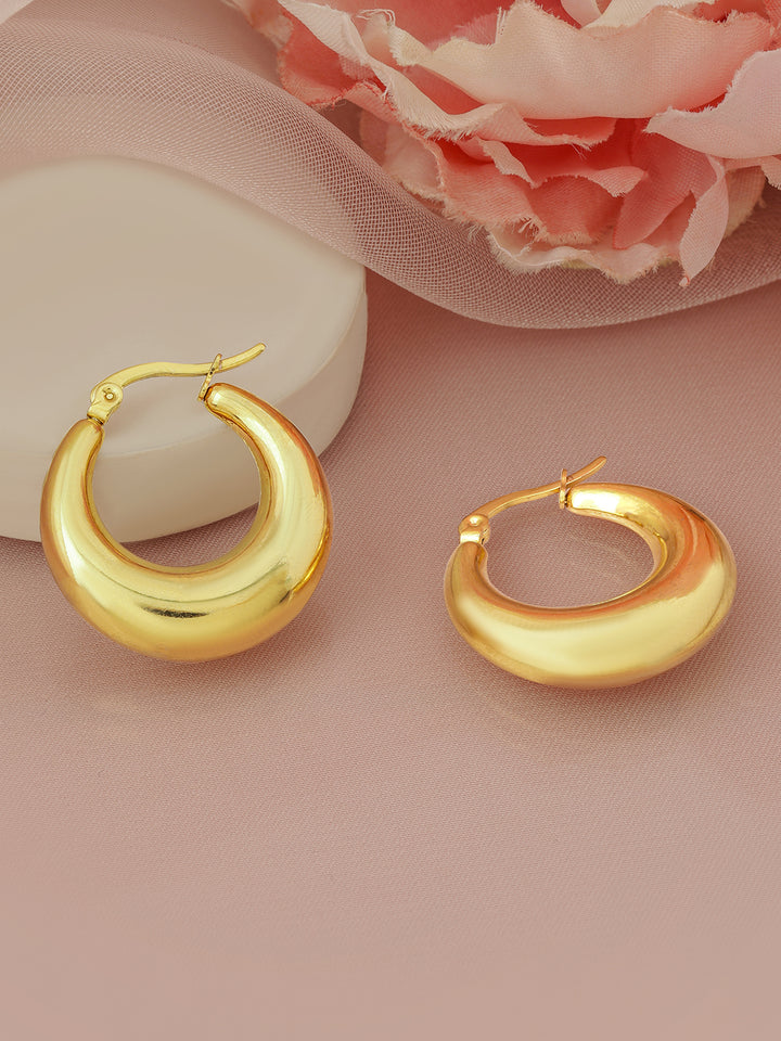 Rubans 18K Gold Plated Stainless Steel Tarnish-Free Waterproof Demi-Fine Hoop Earrings