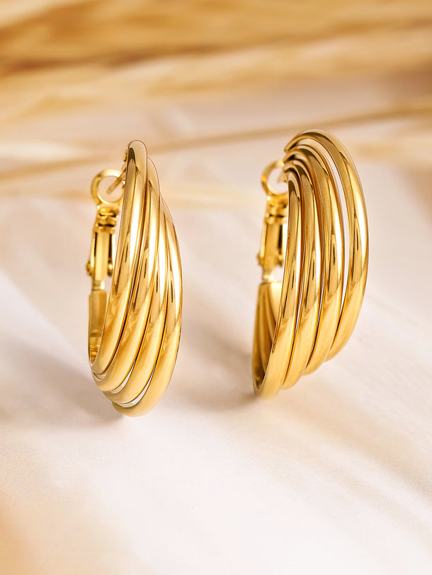 Golden Spiral Hoop Earrings