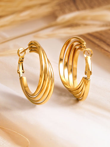 Golden Spiral Hoop Earrings