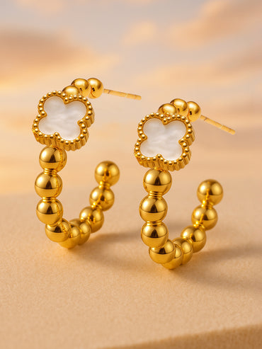 White Flora Cute half hoops