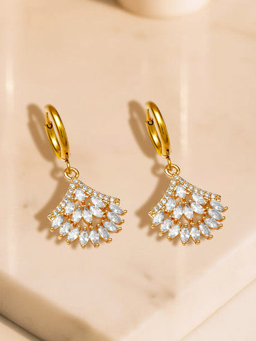 Dazzling Petal CZ Shine Drop Earrings