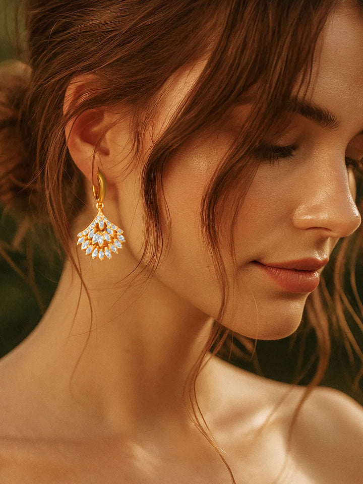 Dazzling Petal CZ Shine Drop Earrings