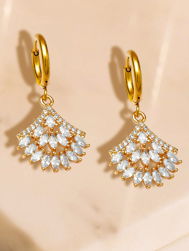 Dazzling Petal CZ Shine Drop Earrings