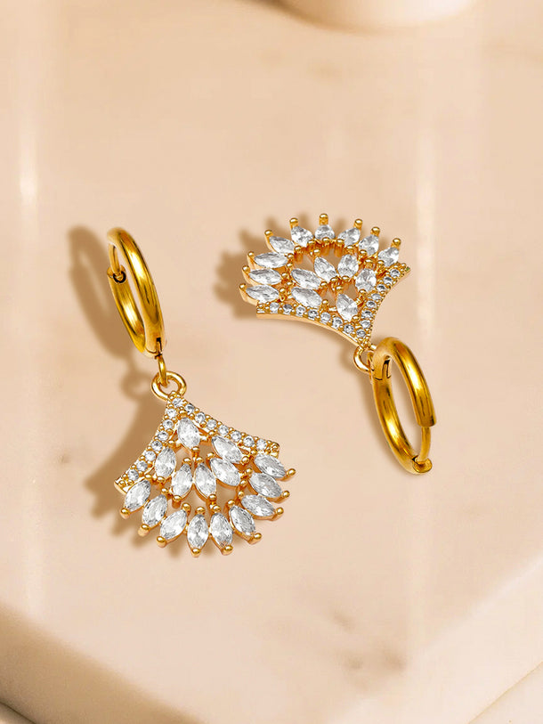 Dazzling Petal CZ Shine Drop Earrings