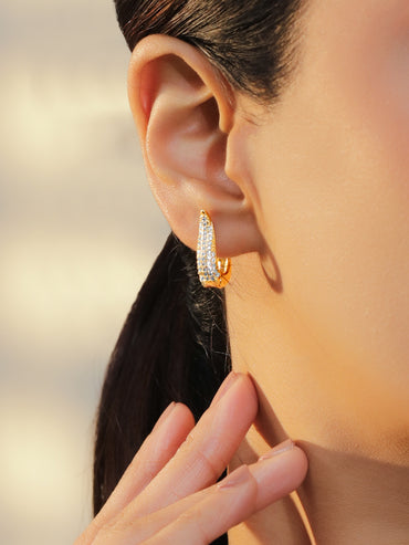 Crystal Gold Toned Huggie Earrings