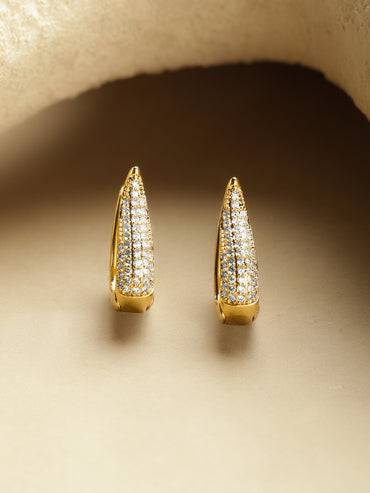 Crystal Gold Toned Huggie Earrings