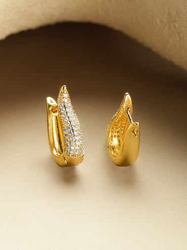 Crystal Gold Toned Huggie Earrings