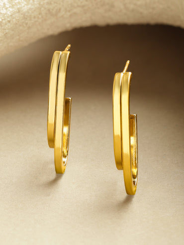 Rubans Voguish 18K Gold-Plated Brass Geometric U-Shaped Minimal Hoop Earrings