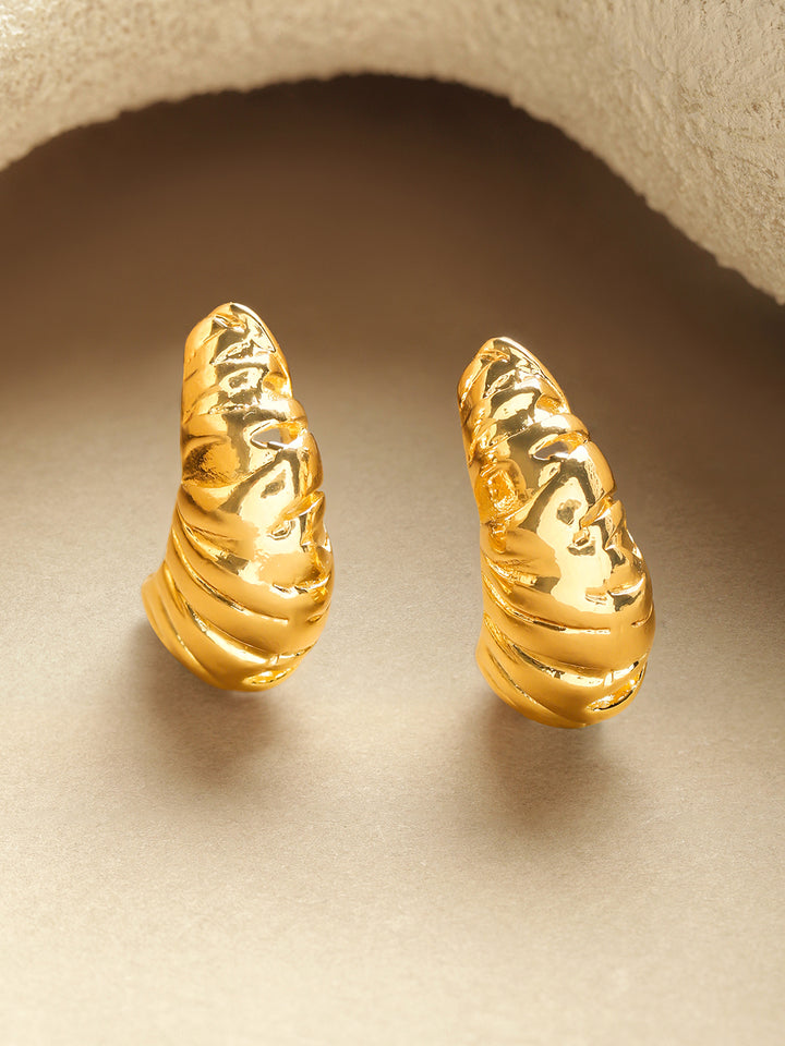 Rubans Voguish 18K Gold-Plated Stainless Steel Tarnish-Free Waterproof Huggie Hoop Earrings