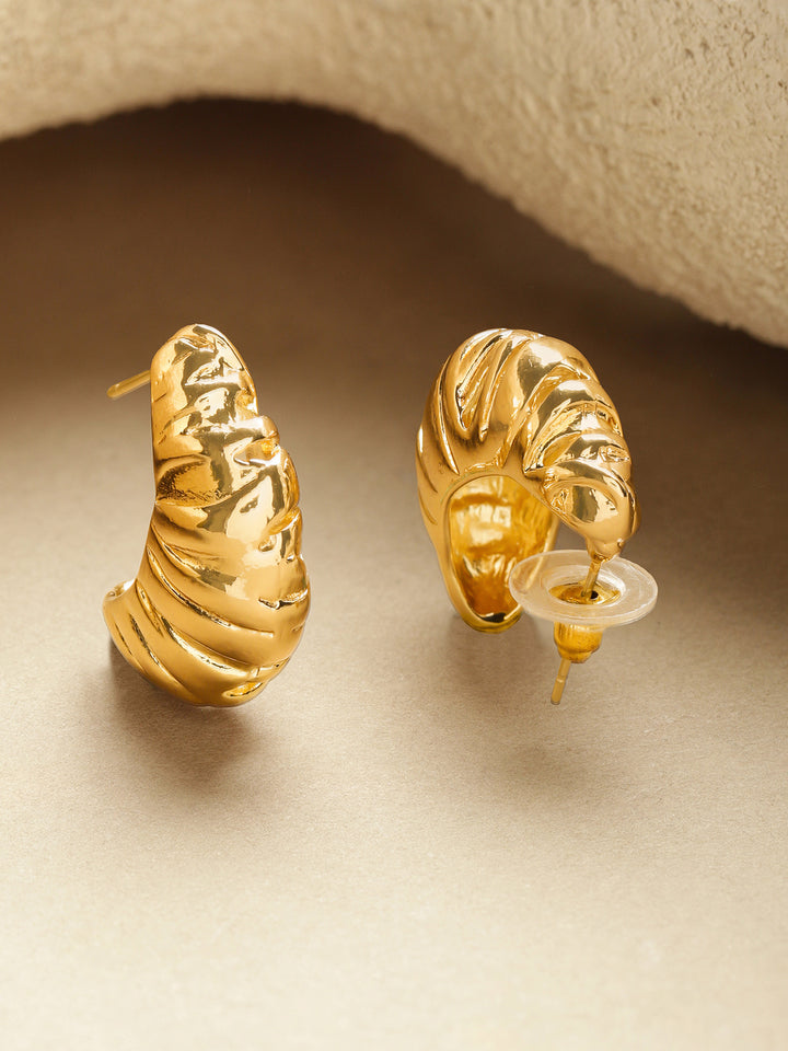 Rubans Voguish 18K Gold-Plated Stainless Steel Tarnish-Free Waterproof Huggie Hoop Earrings