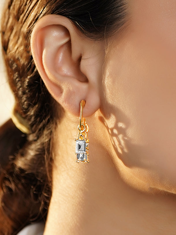 Crystal Drops Gold Toned Earrings