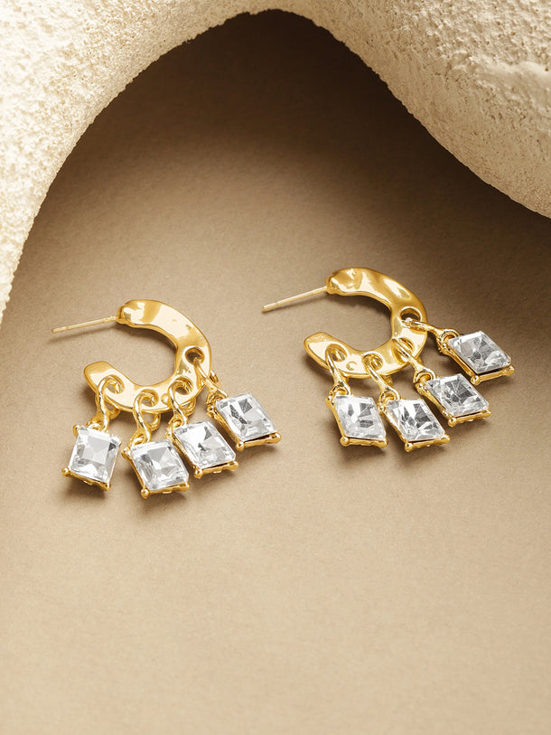 Crystal Drops Gold Toned Earrings