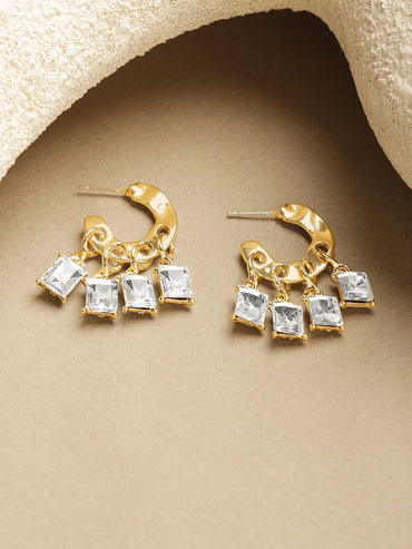 Crystal Drops Gold Toned Earrings