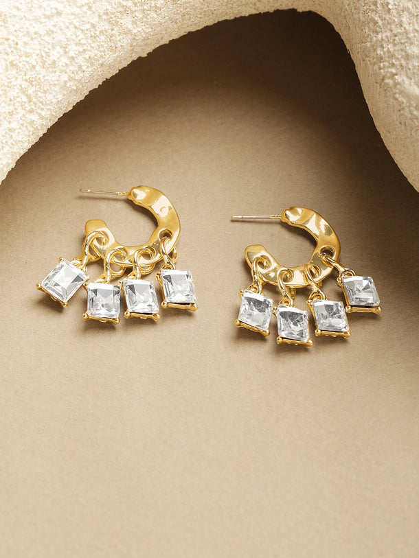 Crystal Drops Gold Toned Earrings