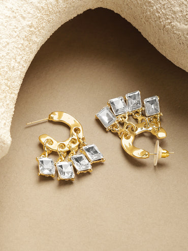 Crystal Drops Gold Toned Earrings