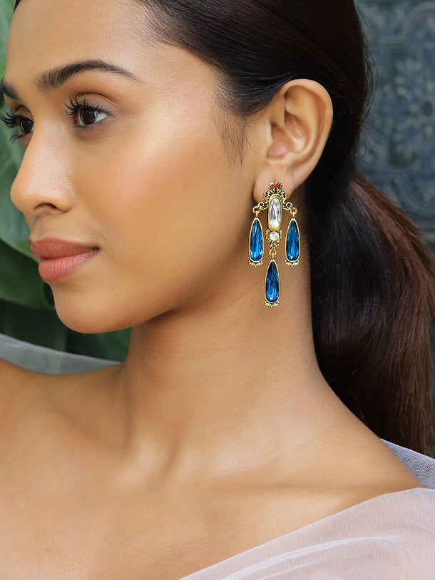 Crystal Blue Dangler Earrings