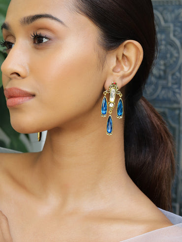 Crystal Blue Dangler Earrings