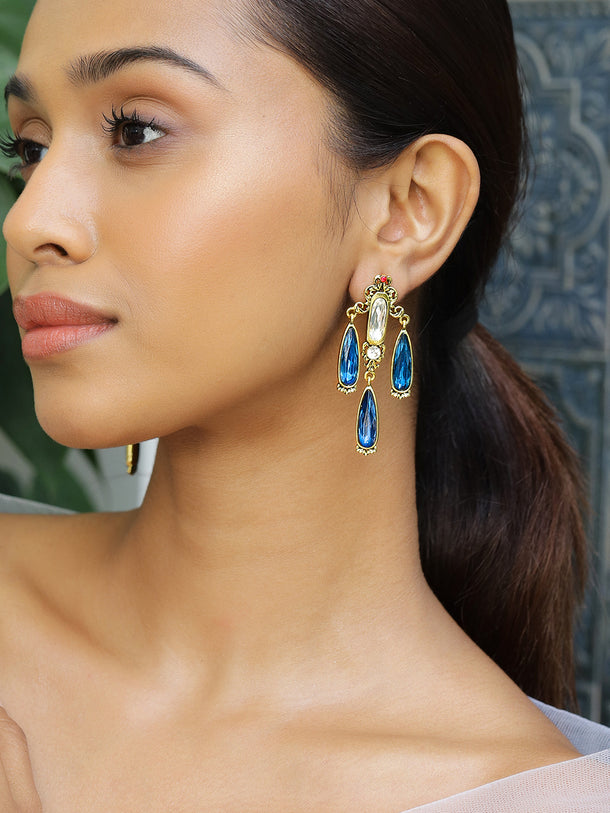 Crystal Blue Dangler Earrings