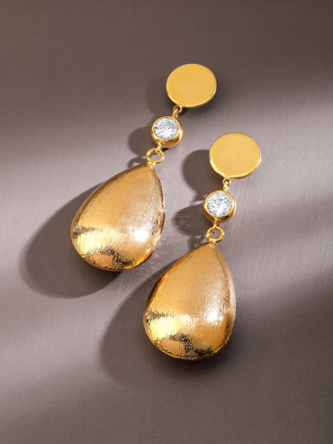 Teardrop Motif Gold Earrings
