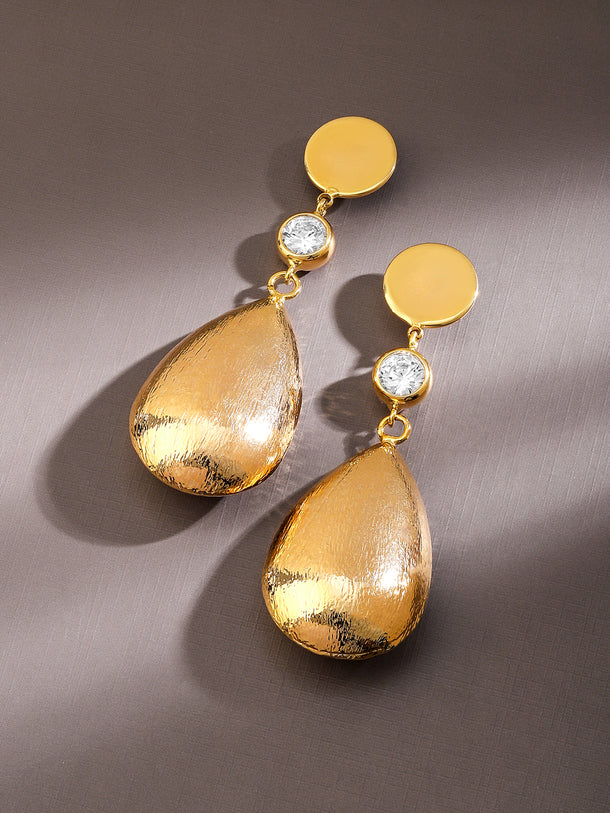 Teardrop Motif Gold Earrings