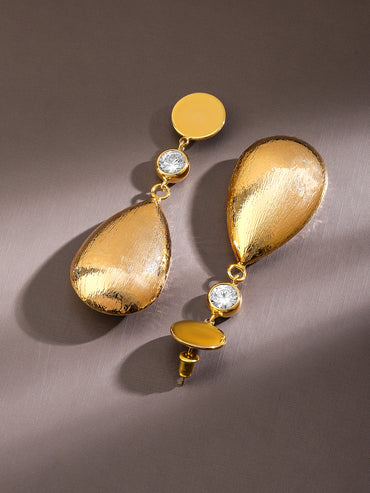 Teardrop Motif Gold Earrings