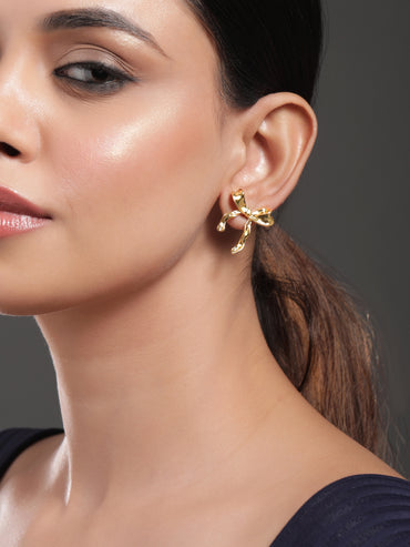 Golden Bow Stud Earrings