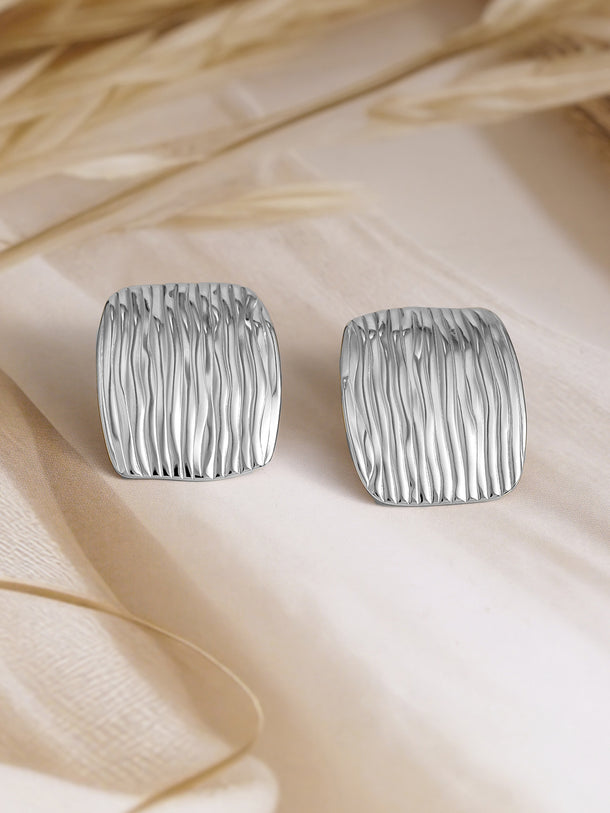 Silver Hammered Texture Stud Earrings