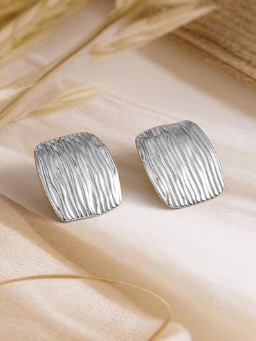 Silver Hammered Texture Stud Earrings