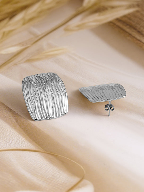 Silver Hammered Texture Stud Earrings