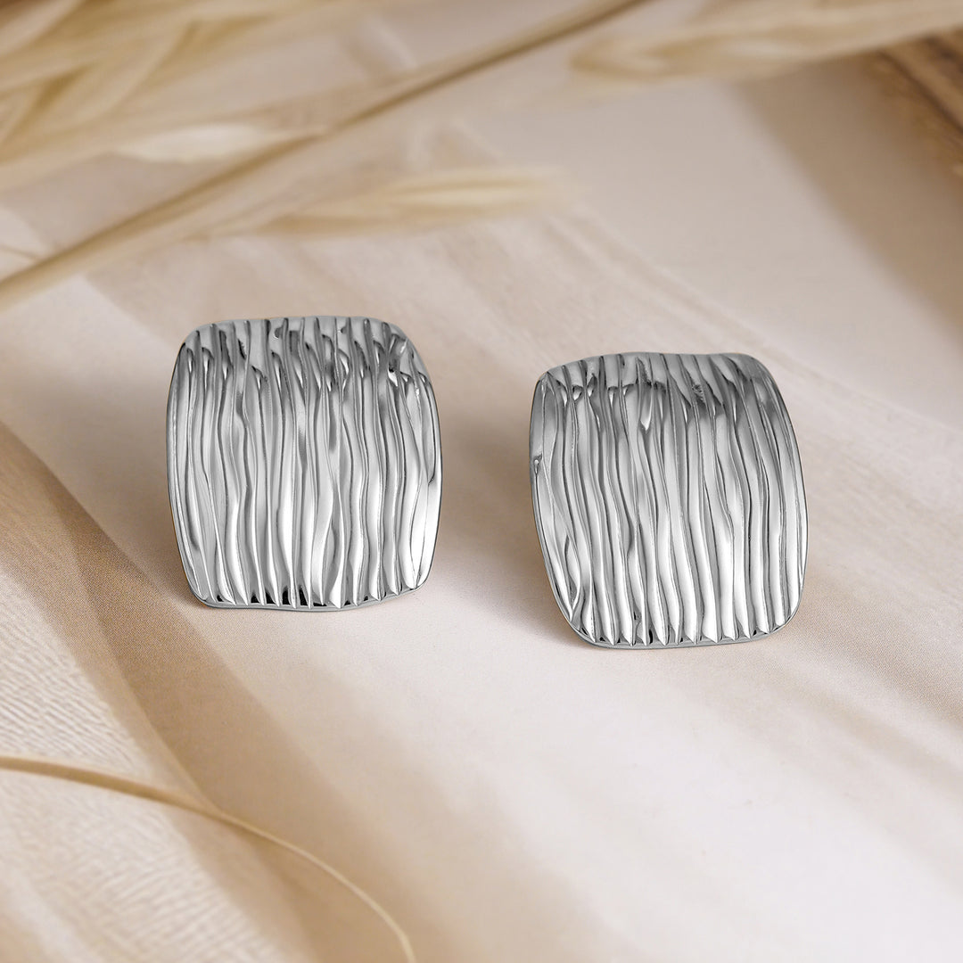 Rubans Voguish Silver Plated Stainless Steel Tarnish-Free Waterproof Oversized Stud Earrings