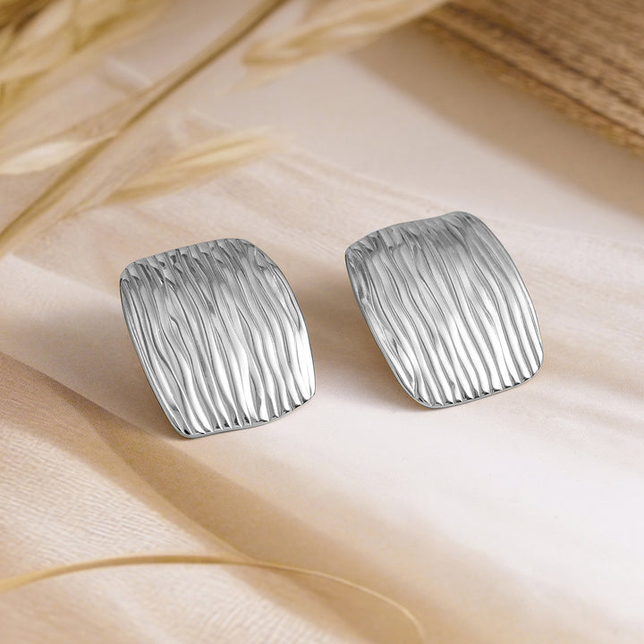 Rubans Voguish Silver Plated Stainless Steel Tarnish-Free Waterproof Oversized Stud Earrings