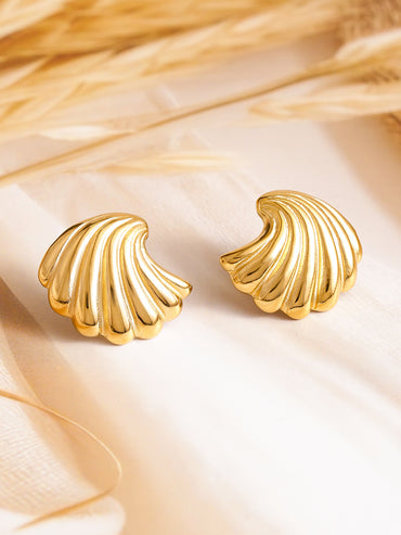 Gold Sea-shell Stud Earrings