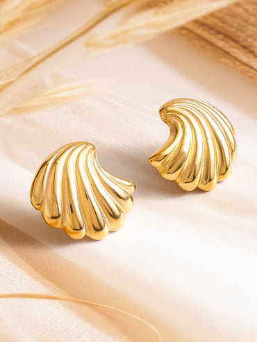 Gold Sea-shell Stud Earrings
