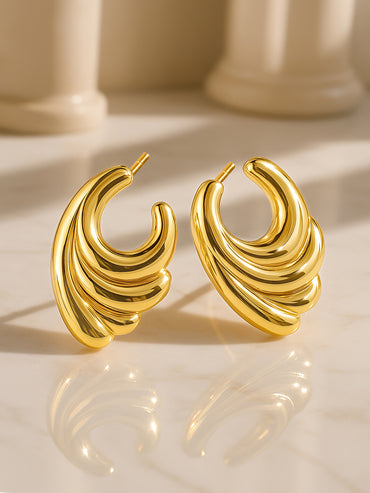 Golden Wave Whisper Stud Earrings