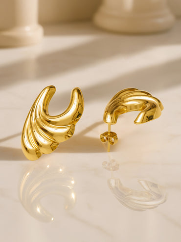 Golden Wave Whisper Stud Earrings