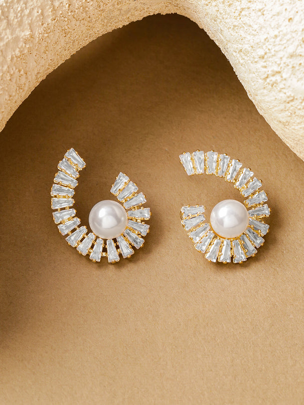 Pearl Crystal Stud Earrings