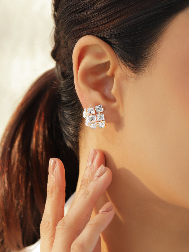 Geometric Square Crystal Studs