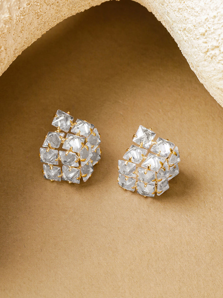 Geometric Square Crystal Studs