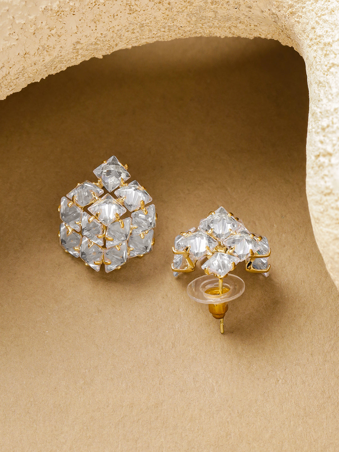 Geometric Square Crystal Studs