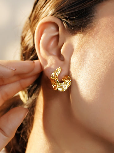 Rubans Voguish 18K Gold-Plated Stainless Steel Waterproof Sculpted Stud Earrings