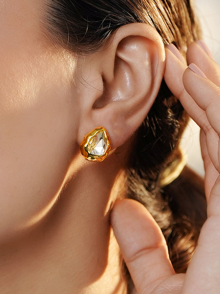 Rubans Voguish 18K Gold-Plated Stainless Steel Tarnish-Free Waterproof Crystal Studs
